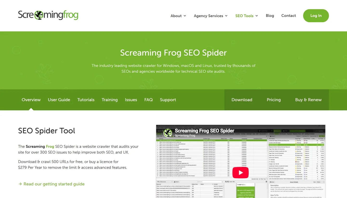 The Screaming Frog SEO Spider page
